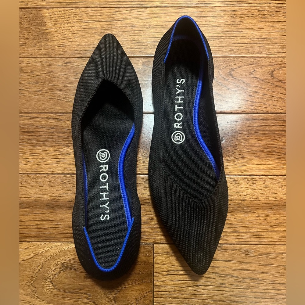 Rothy’s W9 women’s shoes pointed toe black WORN ONCE!!!!